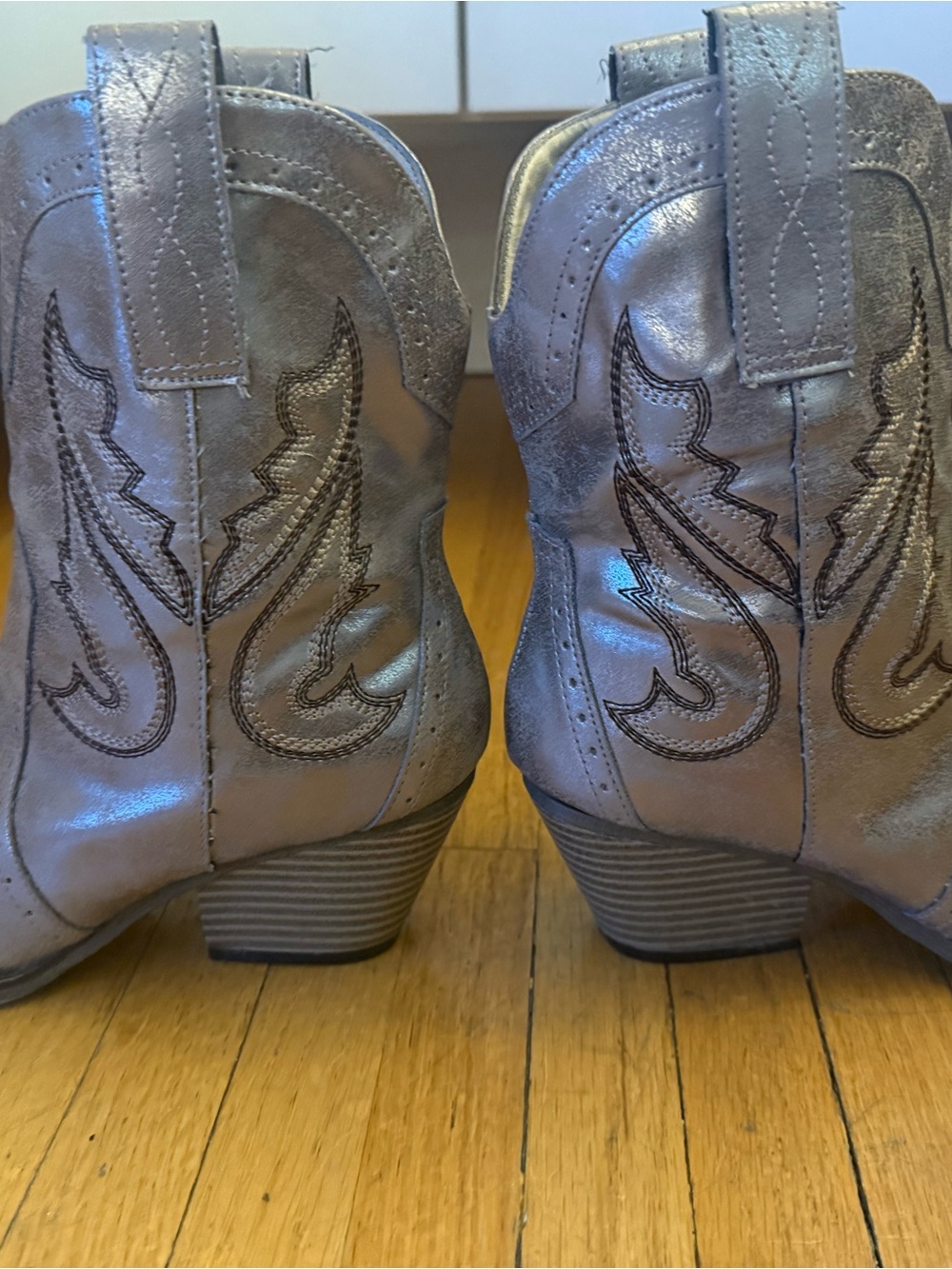 MIA Metallic Silver Western Ankle Booties